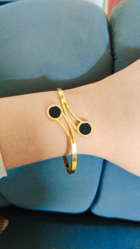 Dual-Layer Black Stone Bracelet