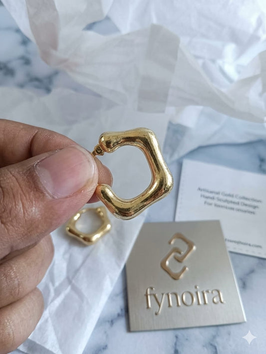 Square gold earrings
