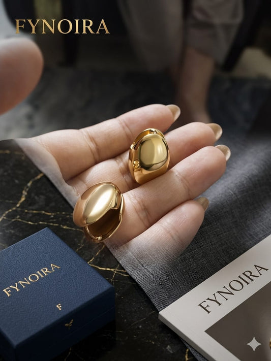 chunky gold dome huggie earrings