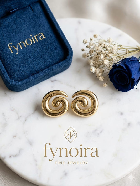 gold swirl earrings