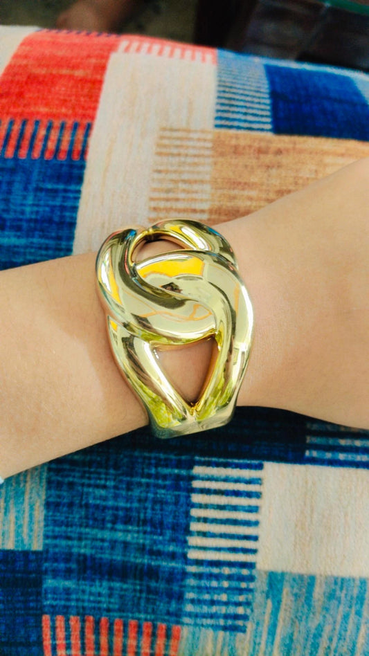 Chunky Gold Link Cuff Bracelet