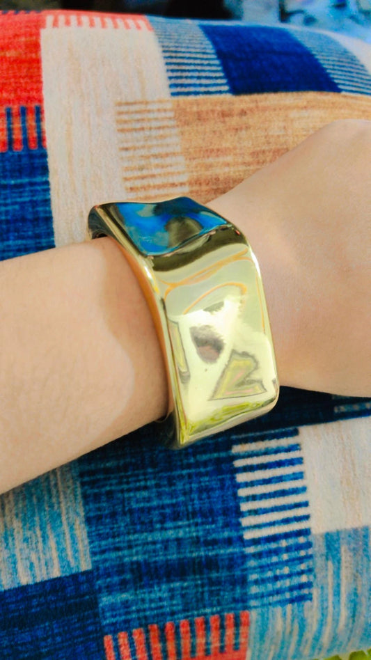 sculptural gold wide cuff bracelet